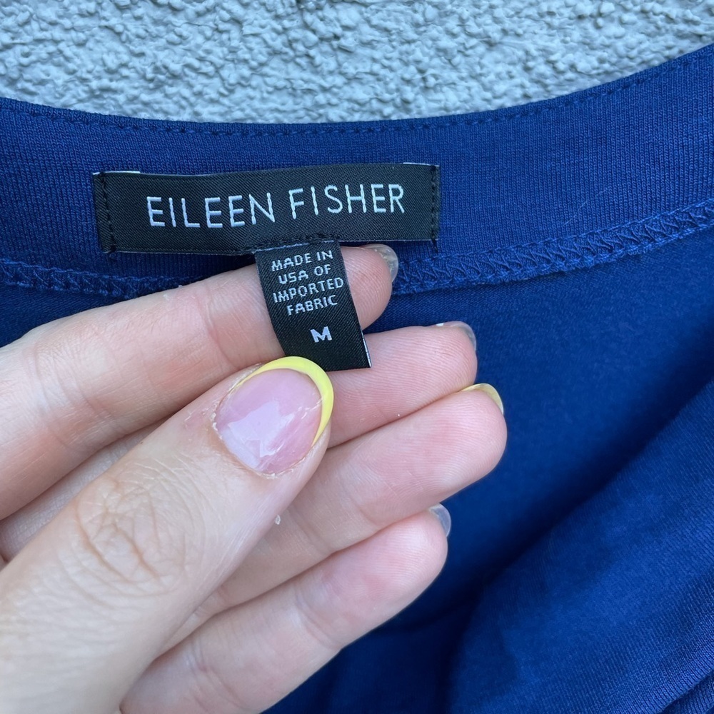 Eileen Fisher Drape Neck Dress Viscose Jersey deep Sky Blue - Picture 2 of 6
